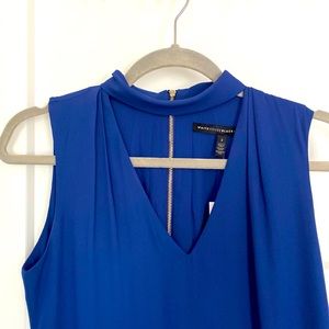 Marine Blue Choker V Neck WHBM Dress Size 2 NWT
